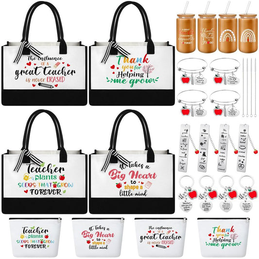 Paterr 24 Pcs Teacher Appreciation Gifts for Women Thank You Inspirational Gifts in Bulk for Graduation Tote Bags (Forever)