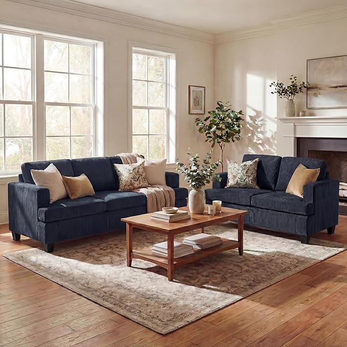 YOUDENOVA 2 Piece Set Comfy Sofa Couch, 3 Seater & Loveseat Sofa