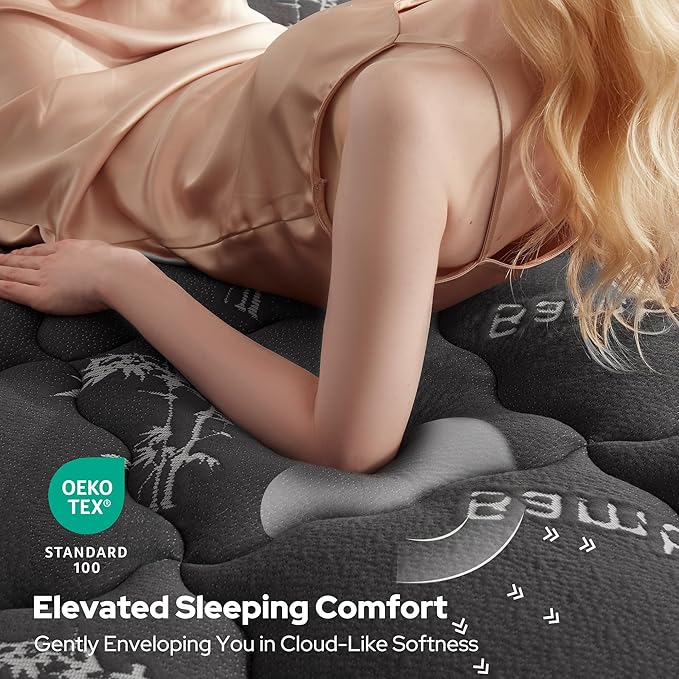 BEDLORE King Mattress Topper Viscose Derived from Bamboo, Thick Pillow Top