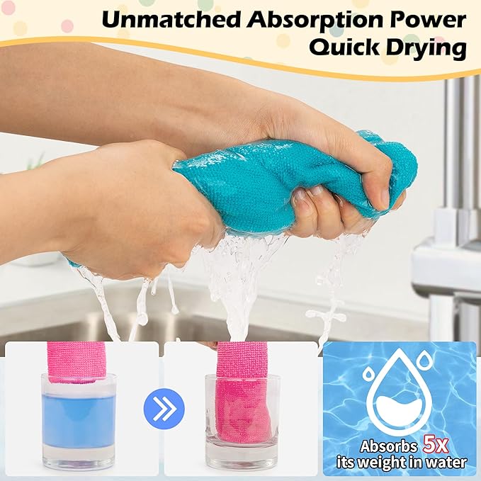 FIXSMITH Microfiber Cleaning Cloth, 20 Pack Cleaning Rags, Cleaning Towels