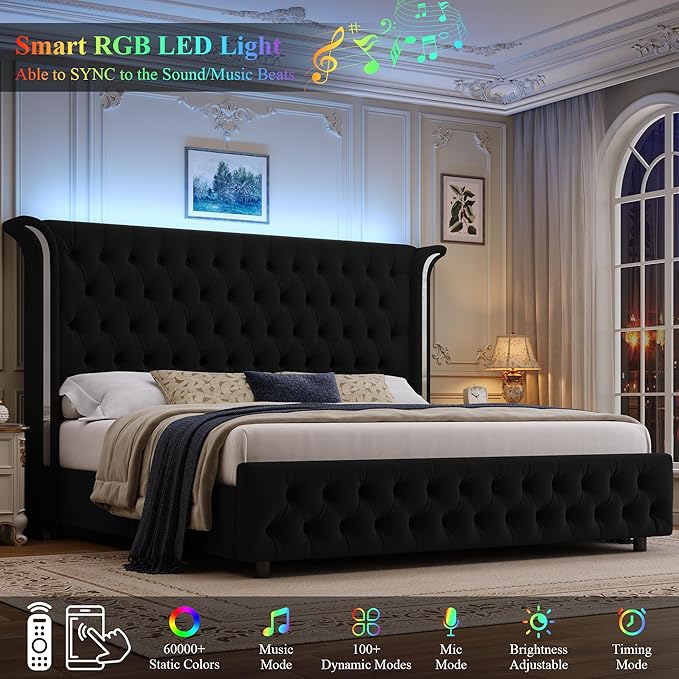 Keyluv Full Smart LED Bed Frame