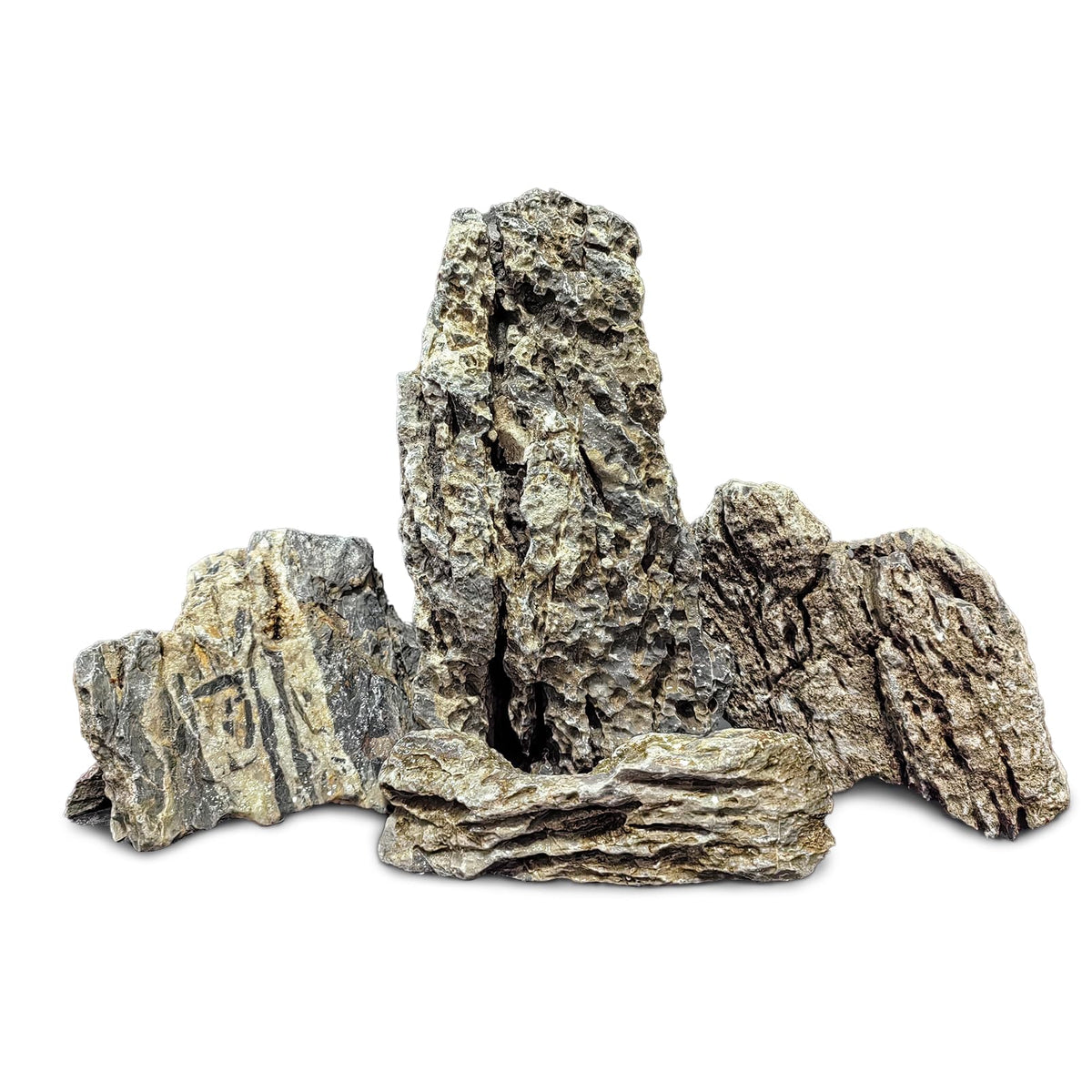PINVNBY Natural Seiryu Stones, Aquariums Slate Stone Decorative Rocks for Fish Tank, Terrariums, Paludarium, Vivariums, Reptile and Amphibian Enclosures, Aquascaping (4.5lb)