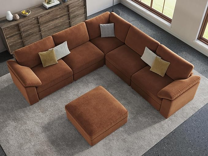 EASE MOOSE Sectional Modular Sofa, Luxury FSC Certified Chenille Comfty Deep