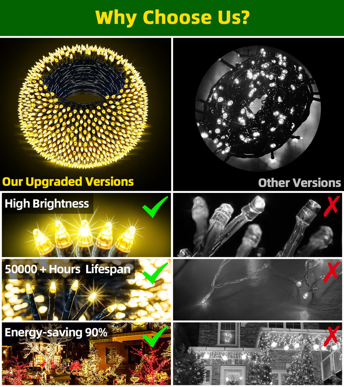 QUHUATU 750 LED 240FT Christmas Lights Outdoor,12 Lighting Modes Christmas String Lights with Timer, Dimmable Warm White LED StringLights Waterproof for Yard Tree Wedding Party Holiday Warm White