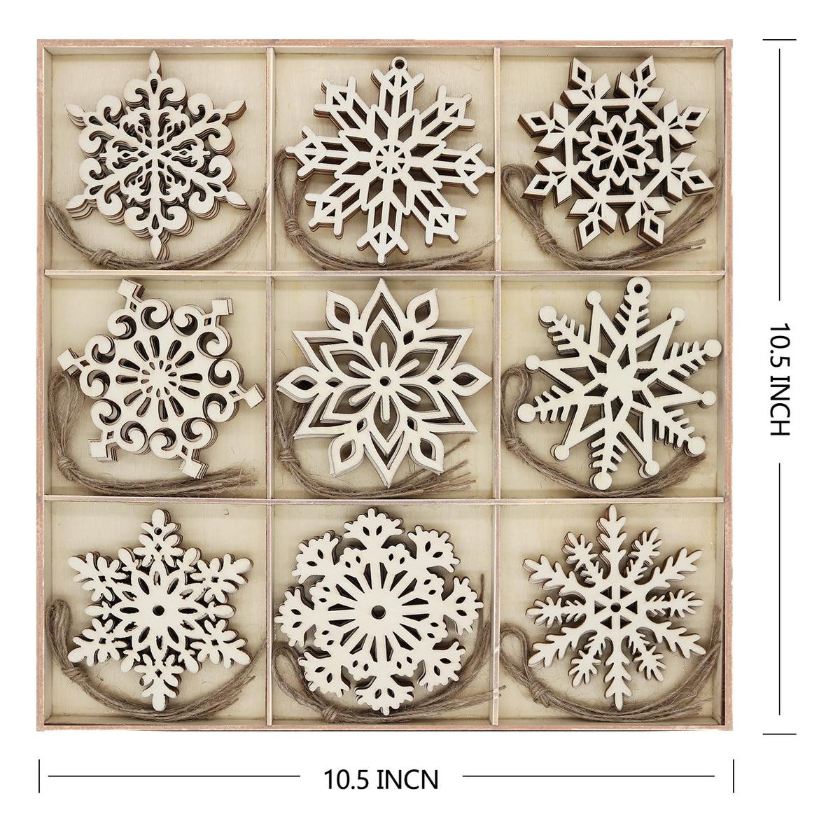 45pcs Large Christmas Wooden Snowflakes Hanging Ornaments DIY Craft Snowflake Wooden Ornaments Unfinished Wood Cutout Christmas Decorations Tree Decor Kids Paint