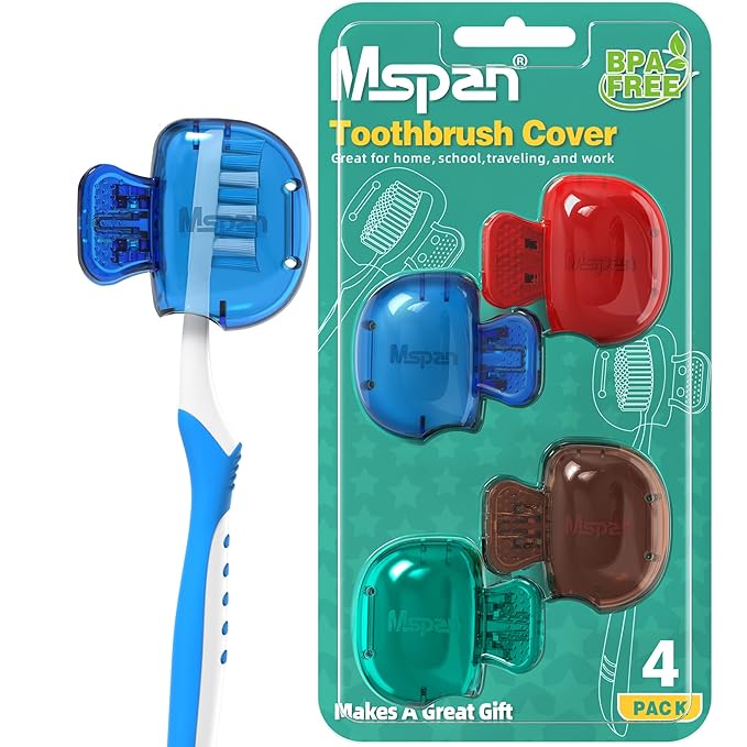 Mspan Toothbrush Head Cover Cap: Tooth Brush Protector Cute Plastic Clip Pod
