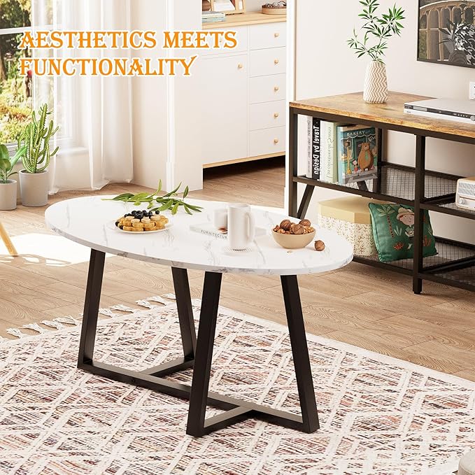 Wolawu Coffee Table Small Oval Table, Modern Center Tea Tables
