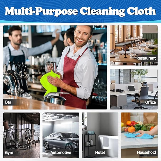 FIXSMITH Microfiber Cleaning Cloth, Shop Towels Bulk, 24 Pack Microfiber Towels