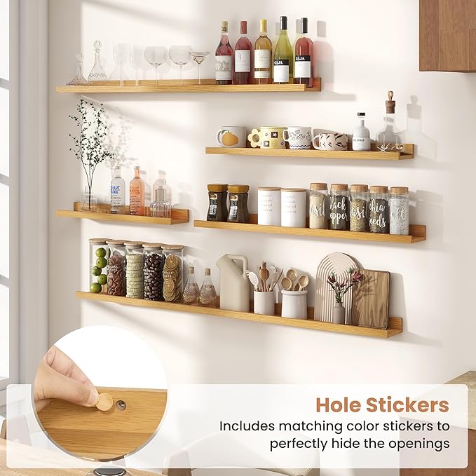 Fun Memories Picture Ledge Shelves Set of 2, 32 Inch Rustic Wall Mounted