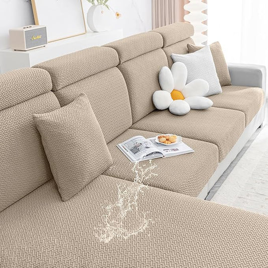 Smiry Waterproof Couch Cushion Covers, Stretch Jacquard Thick Sofa Cushion