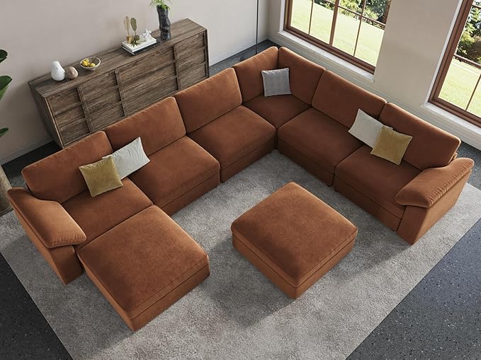 EASE MOOSE Oversized Sectional Modular Sofa, Chenille Large u Shape Sectional