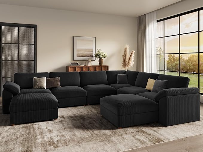 EASE MOOSE Oversized L Shaped Sectional Modular Sofa, Large U Shaped Sectional
