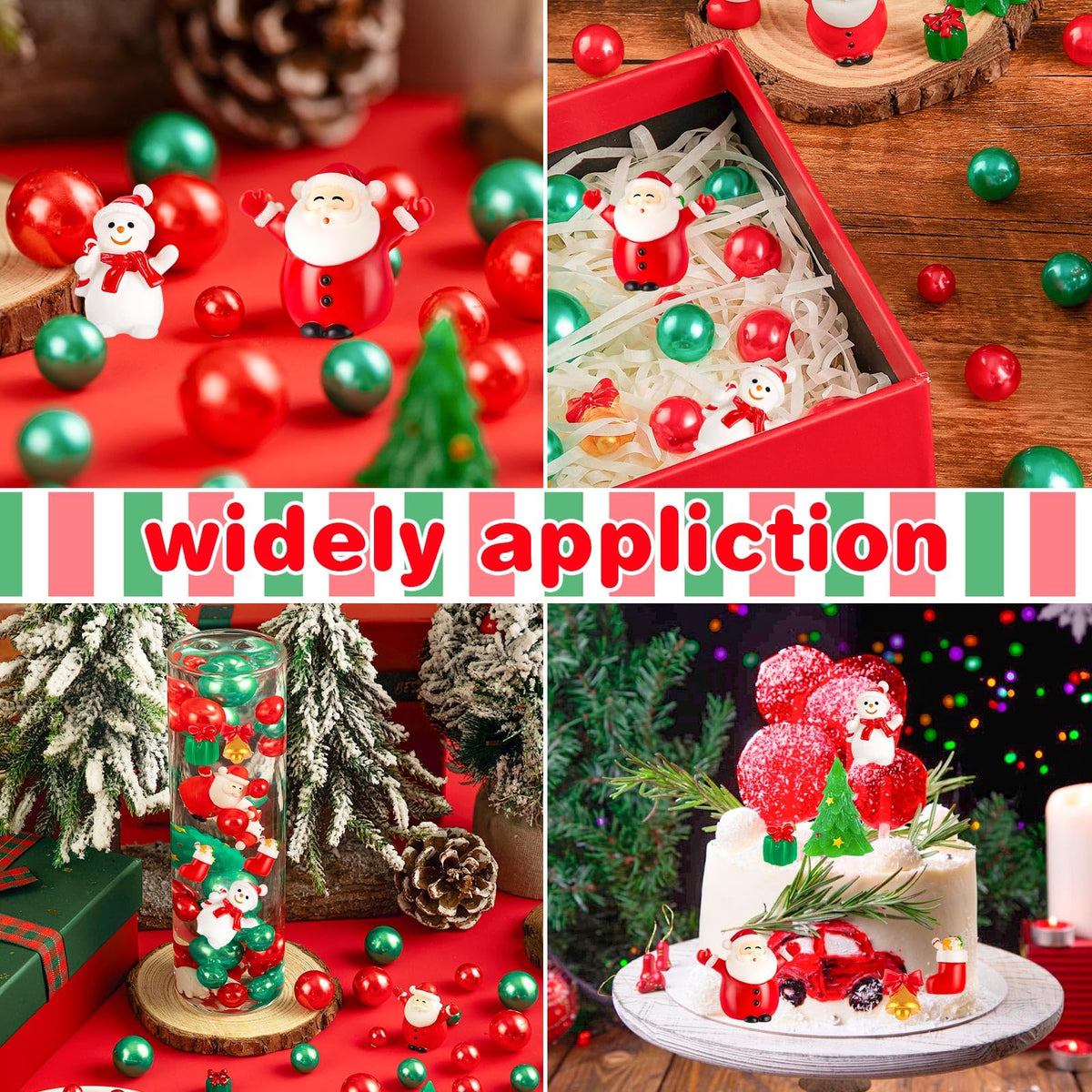 ZHWKMYP 200Pcs Christmas Vase Filler, Red and Green Christmas Floating Vase Filler for Table Centerpieces Decorations