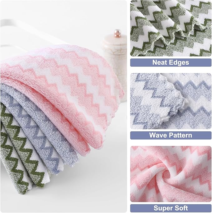 Homaxy 12 Pack Kitchen Dish Cloths, Ultra Soft and Absorbent Dish Towels