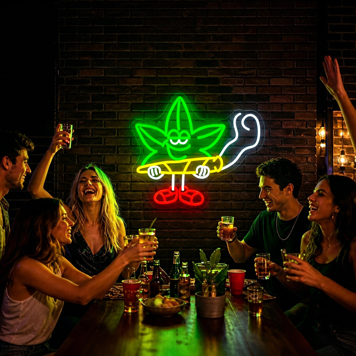 Ebdobgbs Leaf Neon Sign Led Neon Lights Neon Signs for Wall Decor Light Up Sign for Birthday Party Club Gift