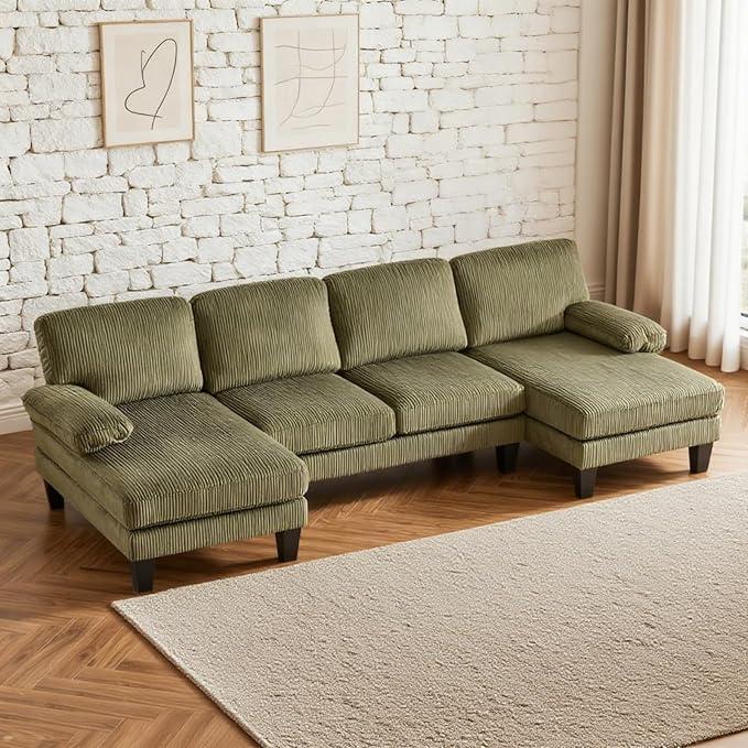 Karl home U-Shape Sectional Sofa Couch 111" Modern 4-Seat Sofa