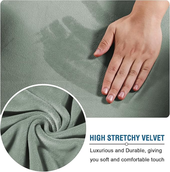 H.VERSAILTEX Real Velvet Plush 3 Piece Stretch Sofa Covers Couch Covers