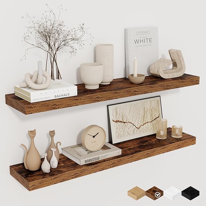 32Inch Floating Shelves for Wall 2 Pack Wood Shelves for Kitchen, Bedroom Wall