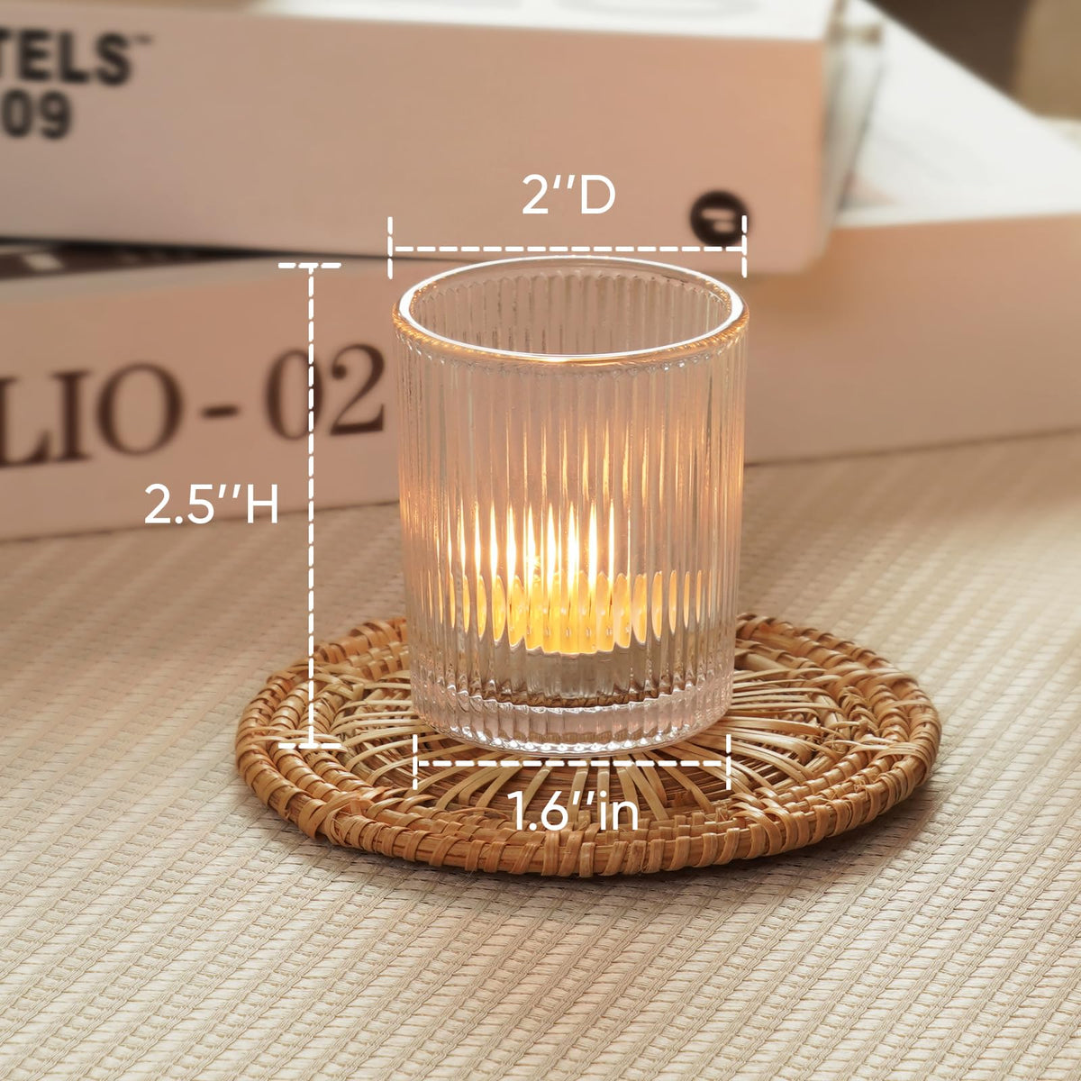 Homemory 12 Pcs Glass Votive Candle Holders, Clear Tealight Candle Holder, Vintage Candle Holders Bulk for Table Centerpieces, Christmas, Baby Shower, Birthday, Wedding