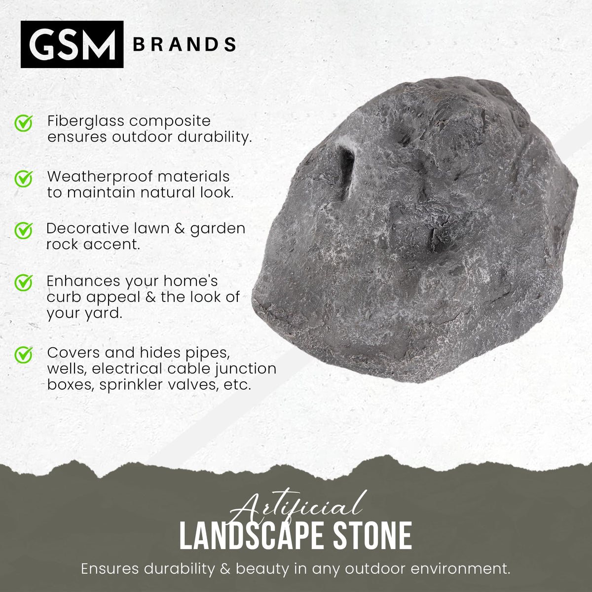 Fake Rock for Outdoor Garden Landscape Décor - Durable Faux Rock - 11.5 x 7.5 x 5.5 Inches