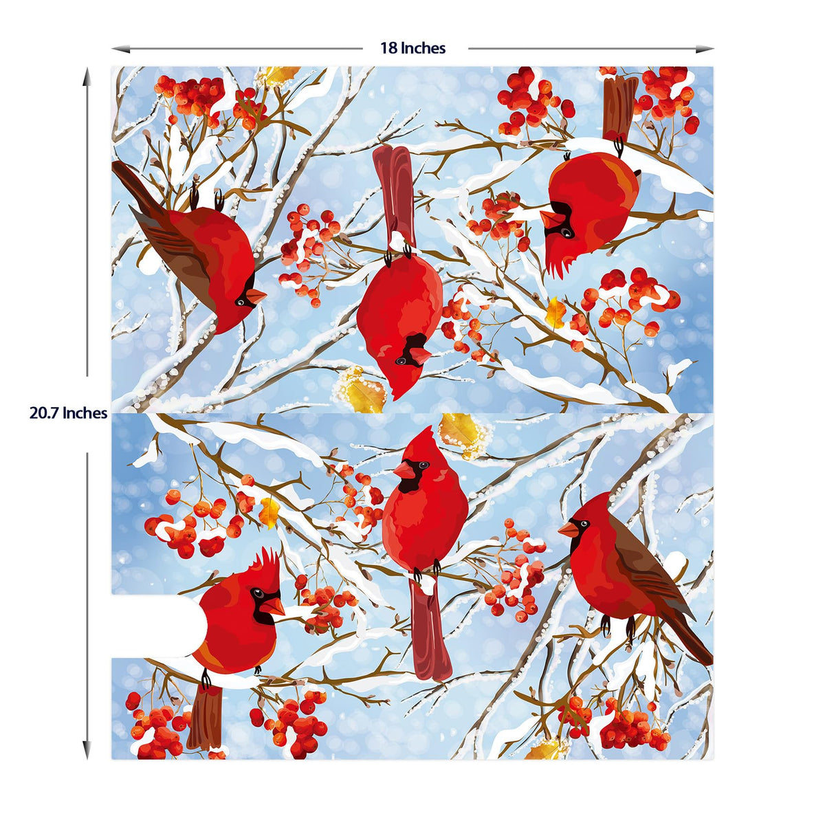 Texupday Winter Cardinal Trio Berries Decoration Mailbox Cover with Magnetic Strip Christmas Holiday Mailbox Wraps Post Letter Box Cover Standard Size 21" X 18" for Garden Outdoor Yard Decor