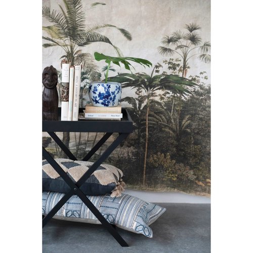 Creative Co-Op Cotton Printed Oversized Lumbar Pillow with Embroidery