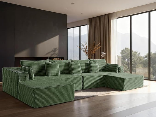 138" Cloud Sectional Couch, Comfort U Shaped Sofa