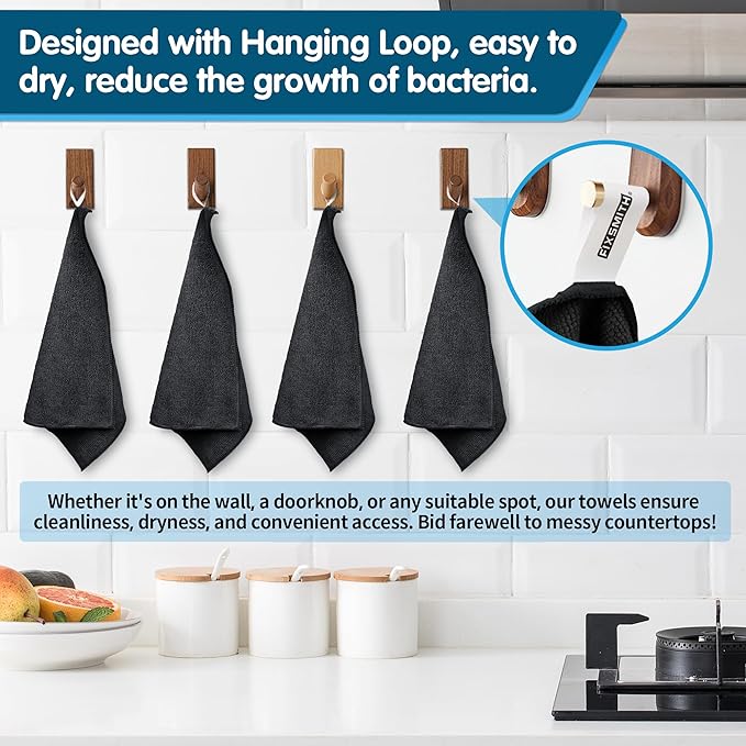 FIXSMITH Black Microfiber Cleaning Cloth -Pack of 8, Highly Absorbent Cleaning