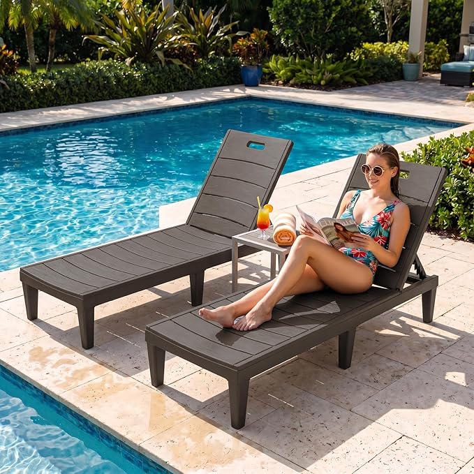 Greesum Outdoor Chaise Lounge Chairs Set of 2