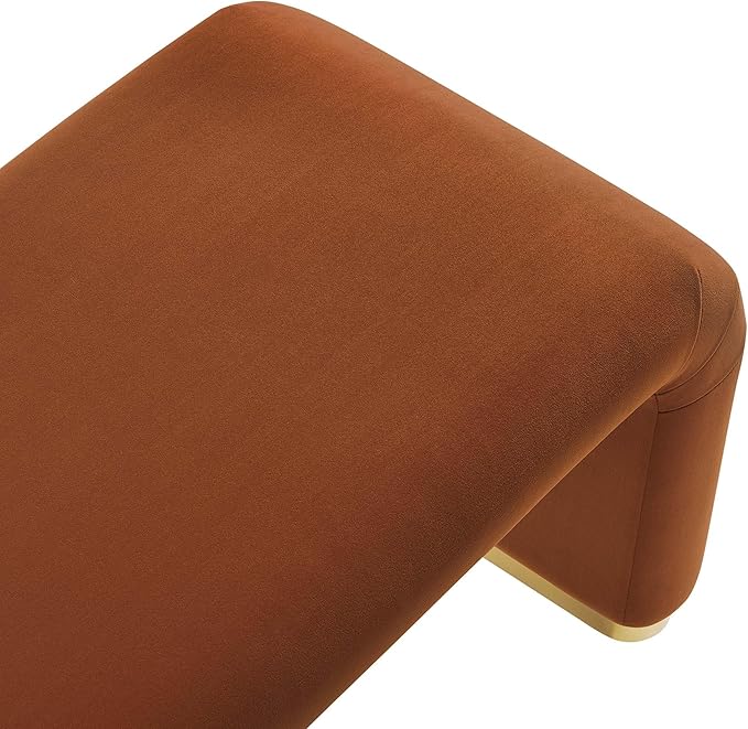 Modway EEI-6734-BRA-RUS Koda Performance Velvet Waterfall Long Bench, Brass Rust