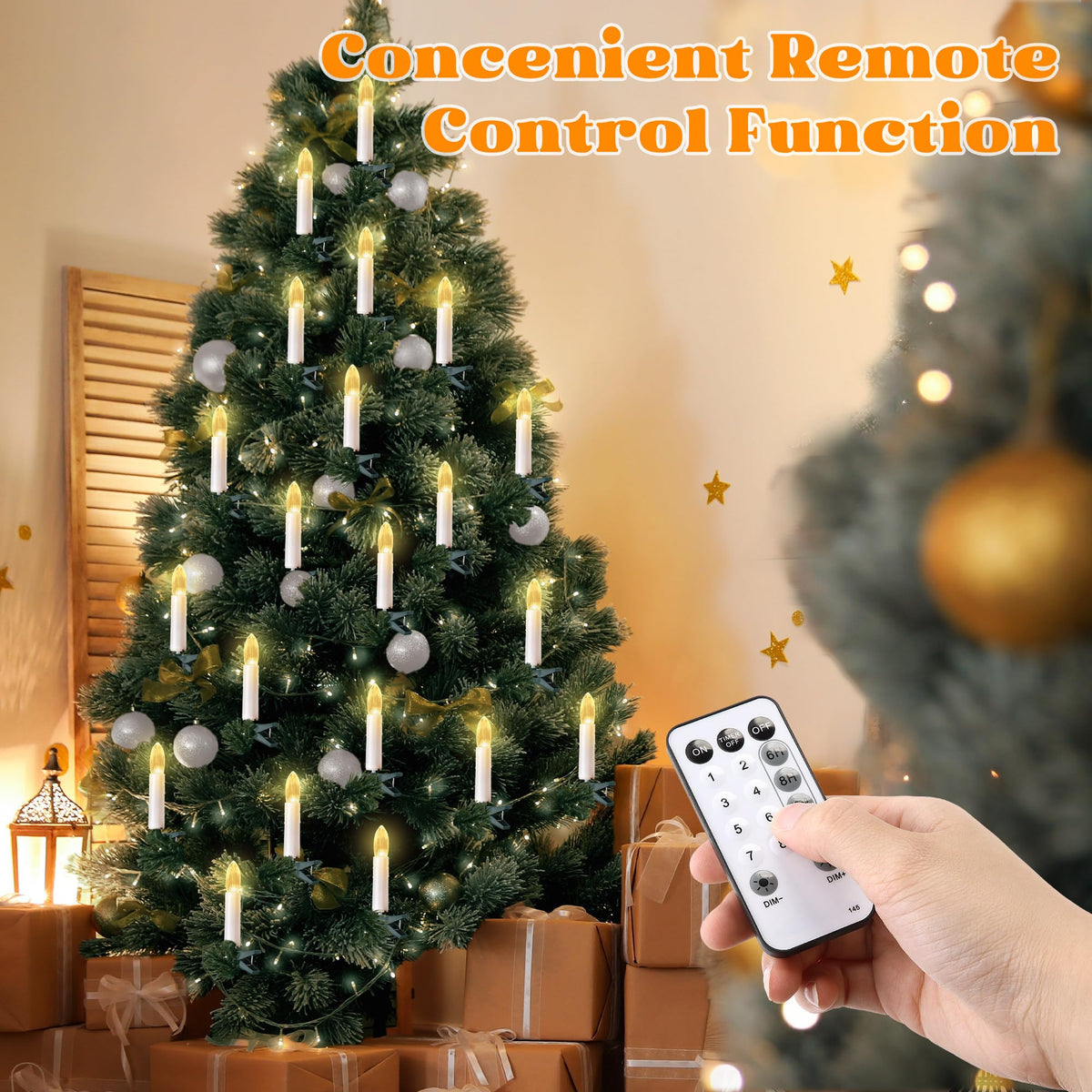 Hohean 20 Pcs Christmas Tree Flameless LED Candle Lights, White Flickering Candle String Lights with Remote Timer and 8 Modes, Xmas Taper Candles with Tree Clips for Holiday Garden Wedding Indoor