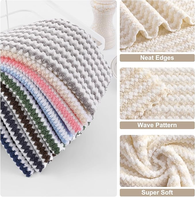 Homaxy 24 Pack Kitchen Dish Cloths, Ultra Soft and Absorbent Dish Towels