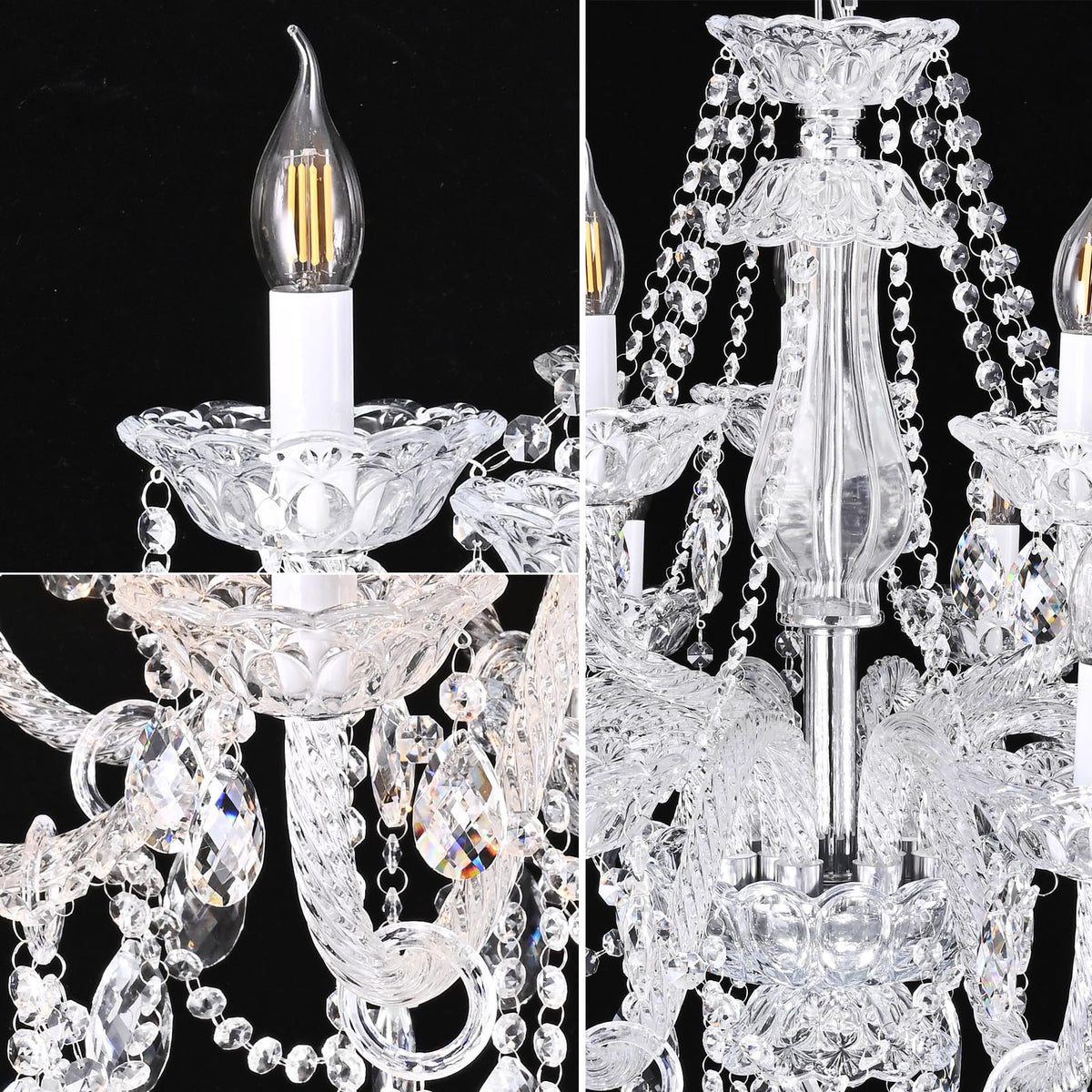 Uboxin Clear K9 Crystal Chandelier 15 Light Pendant Lighting Fixture for Dining Room Living Room Bedroom Hallway Entryway Elegant Ceiling Lamp E12 Clear