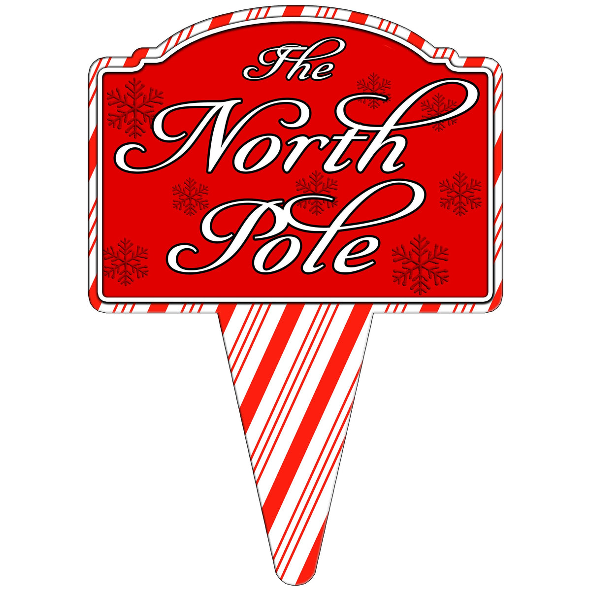 North Pole Santa Home Candy Cane Christmas Holiday Yard Sign For Lawn Grass Home or Business Front Door Durable Metal Built In Stake St. Nicholas Claus Xmas