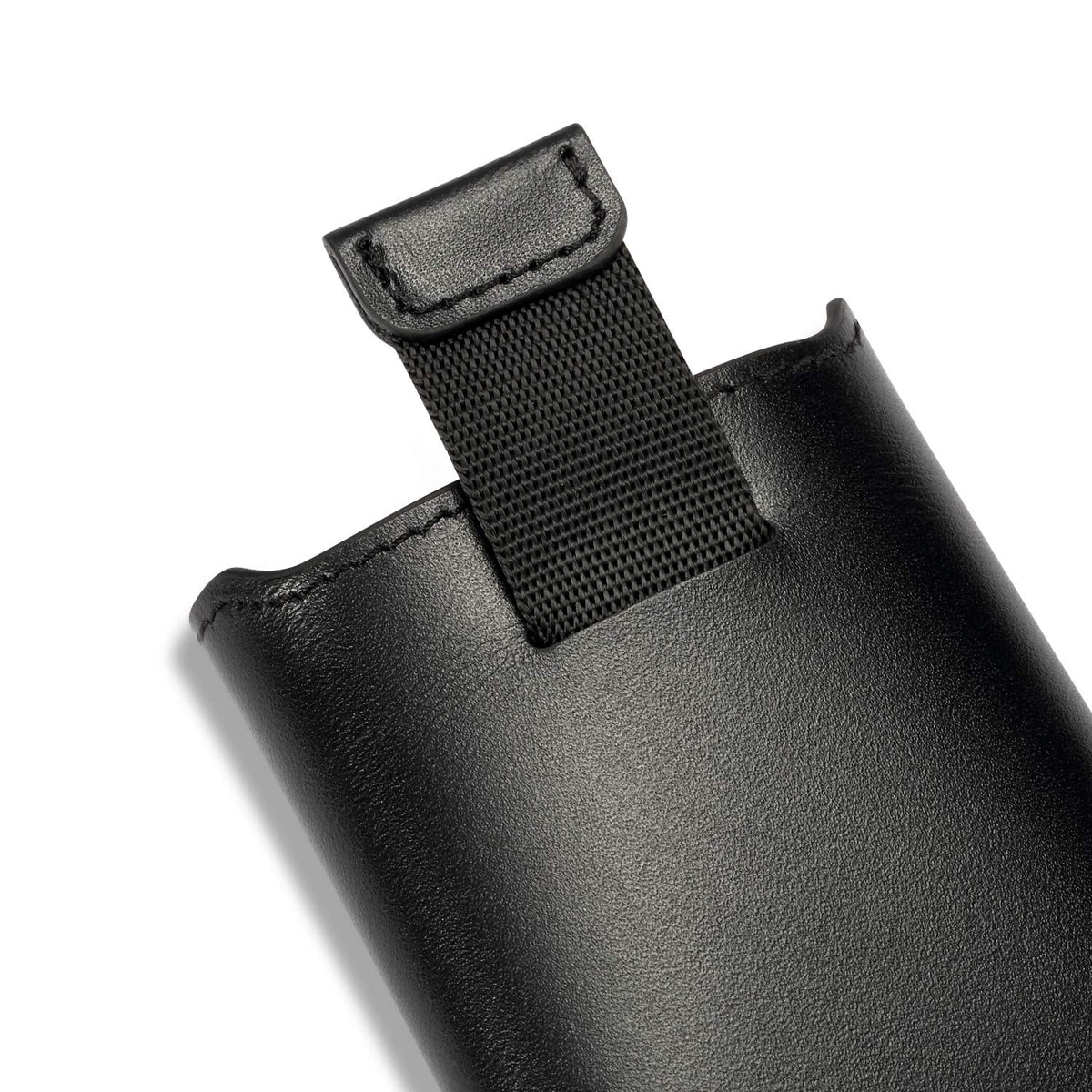 HISCOW Business Card Holder with Flap for Dispensing Cards - Italian Calfskin (Black)