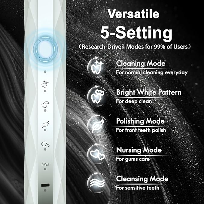 Diamond Style - Electric Toothbrush, 10 Brush Heads & Travel Case, 000 VPM