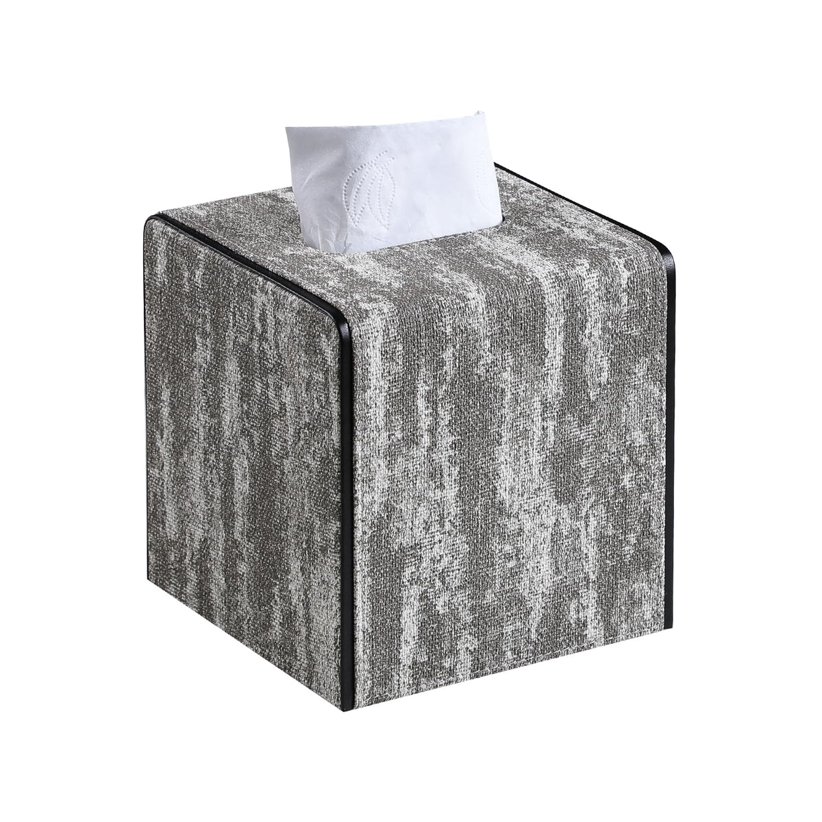 NICLNGSH Tissue Box Holder Square, Marble Pattern ‌PU Leather Cube Tissue Box Cover with Magnetic Closure for Toilet Tank Bedroom Living Room (Light Taupe)