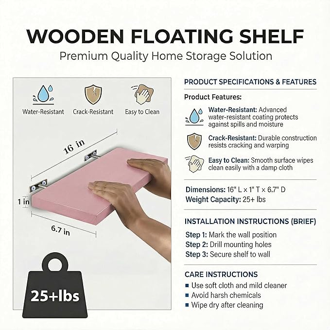 SAUMONIERES Floating Shelves Wall Shelf Solid Wood