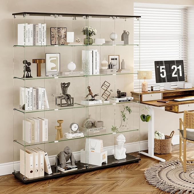 APRILSOUL Glass Display Cabinet 5-Shelf
