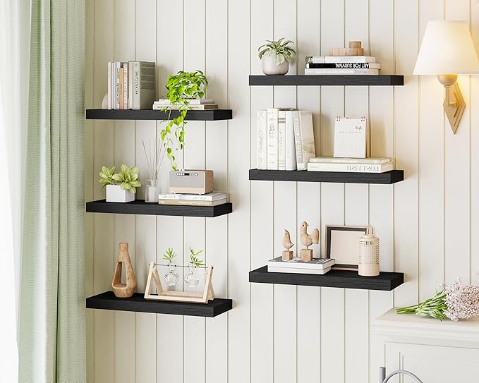 Fixwal Black Shelves, 15.7in Floating Shelves, Farmhouse Shelf Wall Decor