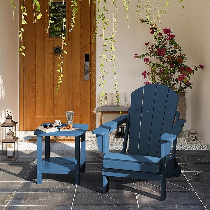 SERWALL Adirondack Table Outdoor Side Table- Blue