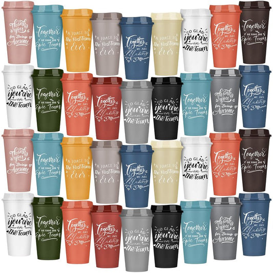 Pickmesh 60 Pcs Teacher Appreciation Gifts Bulk Administrative Professional 16 oz Plastic Tumbler for Mother's Day Appreciation Gifts Reusable Coffee Cups Teacher Employee Volunteer (Varicolored)