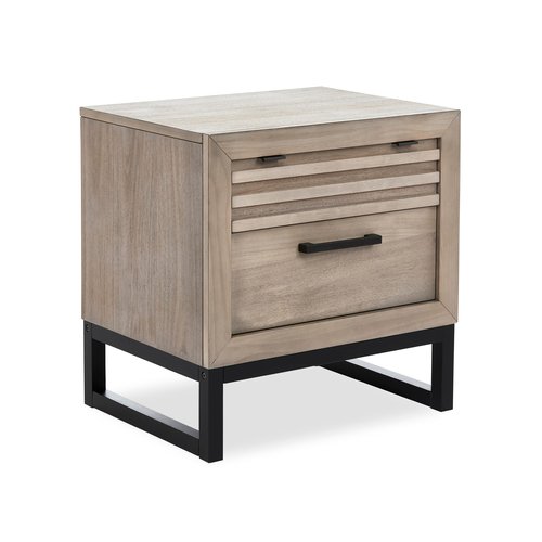Evolur Kyoto Night Stand in Brown Stone, Unique Two Tone Design, Spacious Drawers with Ball Bearing Glides, Multifunctional Nightstand, Made of Hardwood