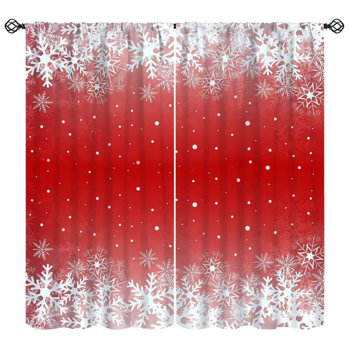 FengMingRui Merry Christmas Snowflakes Curtains for Happy Festival Living Room Bedroom Home Decor Window Drapes 52" W X 84" L