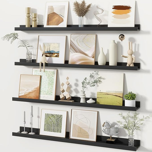 Fun Memories Picture Ledge Shelves Set of 4, 36 Inch Rustic Wall Mounted