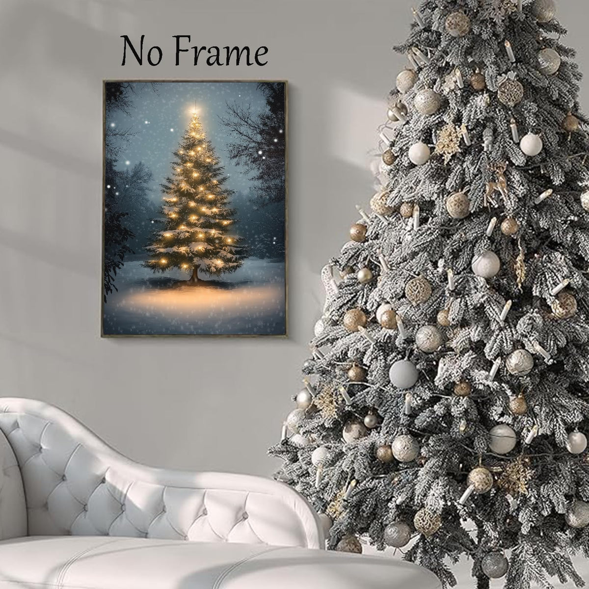 Lauximart Winter Pine Forest Christmas Wall Art Rustic Landscape North Prints Vintage Christmas Wall Art Snowy Landscape Art Scene Winter Aesthetic Poster Rustic Tree Print 16x24inch No Frame