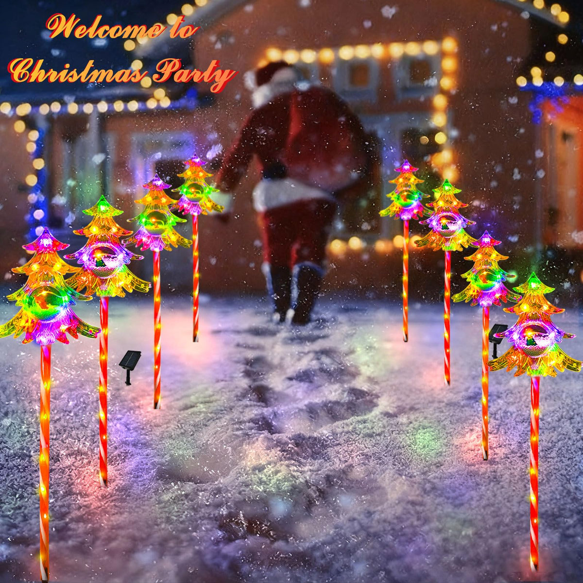 Trunfiste 30.7'' Larger Christmas Decorations Outdoor Solar Pathway Lights, 3Packs Solar Christmas Trees with Colour 51LEDS, Xmas Tree Candy Cane Stake Lights Outside for Garden Porch Path Yard Decor