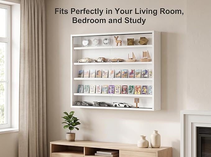 5-Tier Wall Mounted Display Cabinet, No Assembly Required Ready to Use Out of