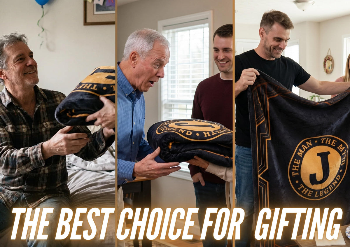 InnoBeta Gifts for Men, Initial Mens Gifts for Him, Birthday Gift Ideas, Mens Blanket, 300gsm Flannel Throw Blanket Gift for Dad, Grandpa, Husband, 50"x 65", B