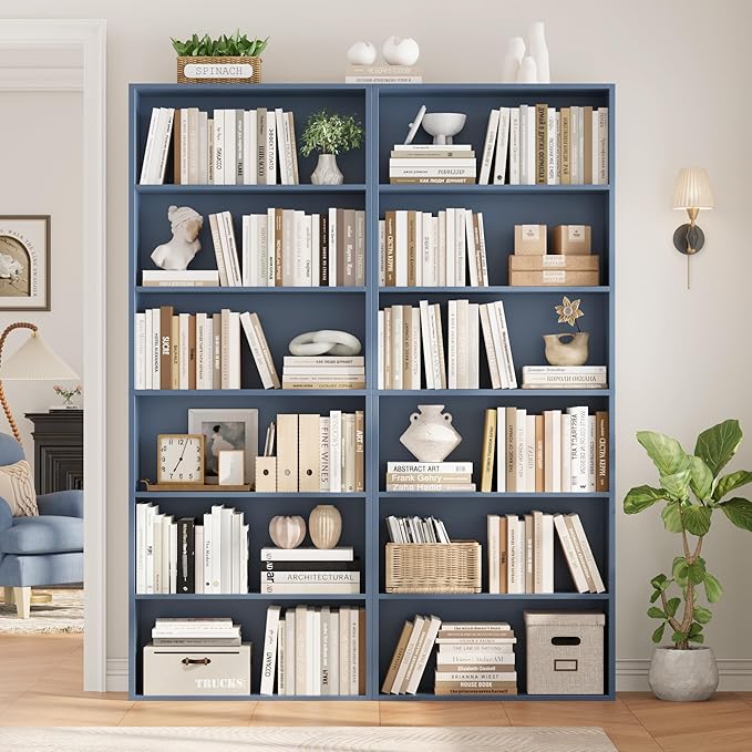 FOTOSOK 6-Tier Open Bookcase and Bookshelf, Freestanding Display Storage